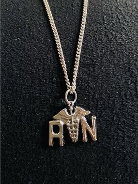 RN Registered Nurse Caduceus Sterling Silver 925 Necklace Pendant Chain Medical